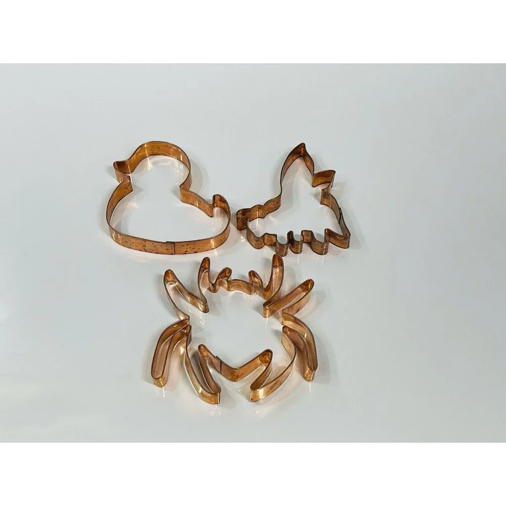3 Williams Sonoma Copper Cookie Cutters Spider Bee & Duck Halloween